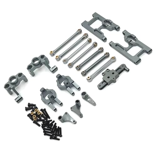 PLOQAZEH RC Car Upgrade Zubehör Für WLtoys 124006 12423 12427 12428 1/12 Metall Servoarm Vorne Für Schwingarm Zugstangensatz RC Autoteile Zubehör Upgrade Ersatzverwendung(Gray) von PLOQAZEH