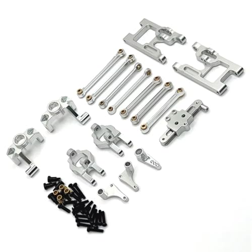 PLOQAZEH RC Car Upgrade Zubehör Für WLtoys 124006 12423 12427 12428 1/12 Metall Servoarm Vorne Für Schwingarm Zugstangensatz RC Autoteile Zubehör Upgrade Ersatzverwendung(Silver) von PLOQAZEH