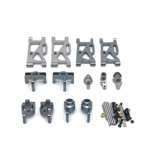 PLOQAZEH RC Car Upgrade Zubehör Für WLtoys 144010 144001 02 124017-16-18 124019 Metall Lenkbecher Schwenkarme Set Fernbedienung Autozubehör Upgrade Ersatz Verwendung(Gray) von PLOQAZEH