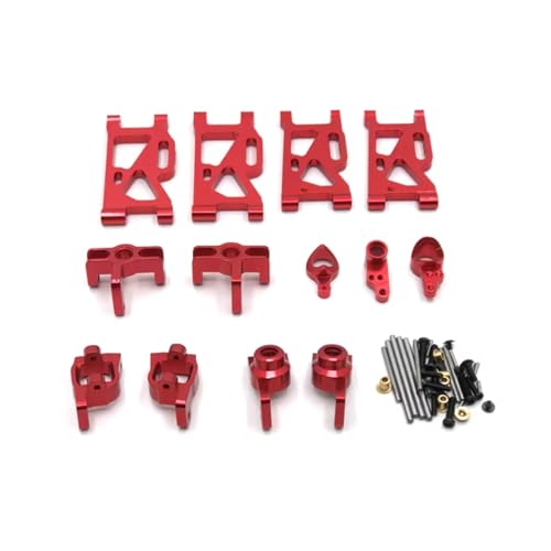 PLOQAZEH RC Car Upgrade Zubehör Für WLtoys 144010 144001 02 124017-16-18 124019 Metall Lenkbecher Schwenkarme Set Fernbedienung Autozubehör Upgrade Ersatz Verwendung(Red) von PLOQAZEH