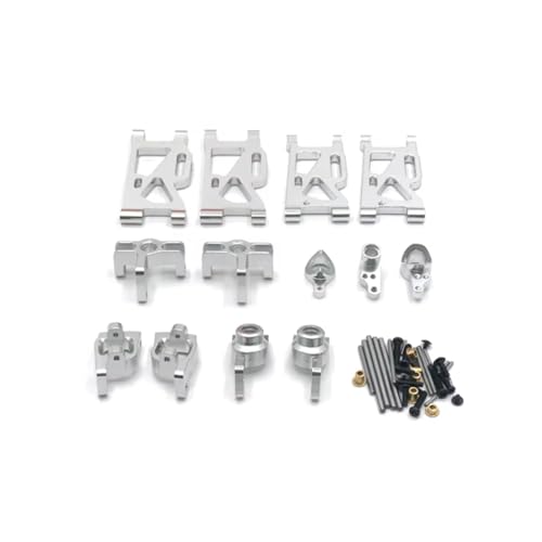 PLOQAZEH RC Car Upgrade Zubehör Für WLtoys 144010 144001 02 124017-16-18 124019 Metall Lenkbecher Schwenkarme Set Fernbedienung Autozubehör Upgrade Ersatz Verwendung(Silver) von PLOQAZEH