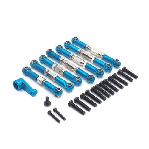 PLOQAZEH RC Car Upgrade Zubehör Für WLtoys 144010 144001 144002 124016 127017 124018 124019 Für LC 1/14 Metall 7PCS Spurstange 28T Servo Arm RC Auto Teile Ersatz Verwenden(Blue) von PLOQAZEH