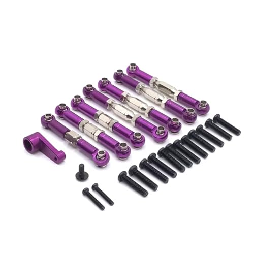 PLOQAZEH RC Car Upgrade Zubehör Für WLtoys 144010 144001 144002 124016 127017 124018 124019 Für LC 1/14 Metall 7PCS Spurstange 28T Servo Arm RC Auto Teile Ersatz Verwenden(Purple) von PLOQAZEH