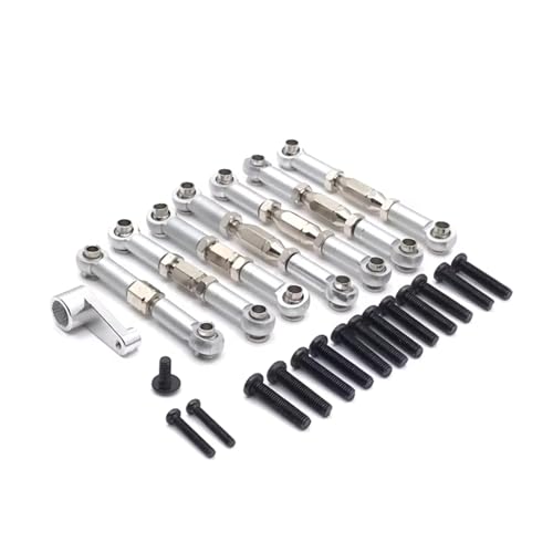 PLOQAZEH RC Car Upgrade Zubehör Für WLtoys 144010 144001 144002 124016 127017 124018 124019 Für LC 1/14 Metall 7PCS Spurstange 28T Servo Arm RC Auto Teile Ersatz Verwenden(Silver) von PLOQAZEH
