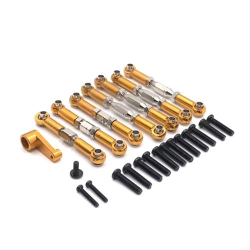 PLOQAZEH RC Car Upgrade Zubehör Für WLtoys 144010 144001 144002 124016 127017 124018 124019 Für LC 1/14 Metall 7PCS Spurstange 28T Servo Arm RC Auto Teile Ersatz Verwenden(Yellow) von PLOQAZEH