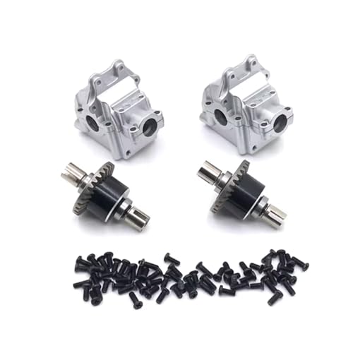 PLOQAZEH RC Car Upgrade Zubehör Für WLtoys 144010 144001 144002 124016 127017 124018 124019 Metall Vorne Hinten Getriebe Differential RC Auto Teile Und Zubehör Ersatz(Silver) von PLOQAZEH