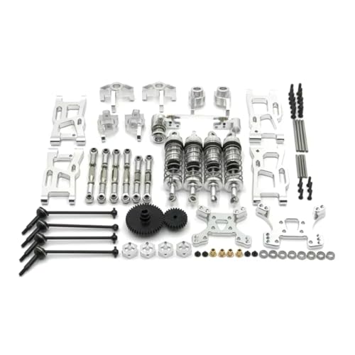 PLOQAZEH RC Car Upgrade Zubehör Für WLtoys 144010 144001 144002 124017 124019 Metall 44T 27T Getriebe Antriebswelle 14 Pack RC Auto Teile Und Zubehör Upgrades Ersatz(Silver) von PLOQAZEH