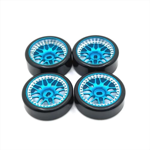 PLOQAZEH RC Car Upgrade Zubehör Für WLtoys Für Kyosho 1/28 Metall 27mm Zwei Breiten Schmaler Driftradreifen RC Auto Kettenfahrzeugteile Und Zubehör Upgrade-Ersatzverwendung(Blue) von PLOQAZEH