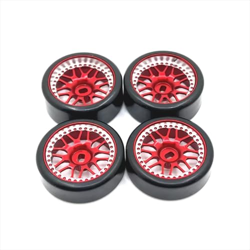 PLOQAZEH RC Car Upgrade Zubehör Für WLtoys Für Kyosho 1/28 Metall 27mm Zwei Breiten Schmaler Driftradreifen RC Auto Kettenfahrzeugteile Und Zubehör Upgrade-Ersatzverwendung(Red) von PLOQAZEH