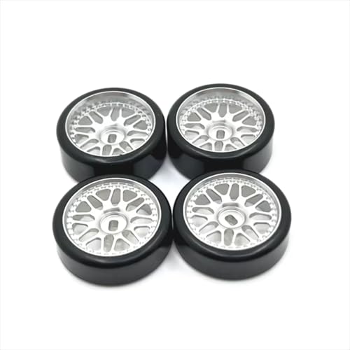 PLOQAZEH RC Car Upgrade Zubehör Für WLtoys Für Kyosho 1/28 Metall 27mm Zwei Breiten Schmaler Driftradreifen RC Auto Kettenfahrzeugteile Und Zubehör Upgrade-Ersatzverwendung(Silver) von PLOQAZEH