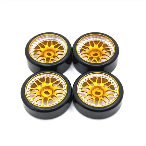 PLOQAZEH RC Car Upgrade Zubehör Für WLtoys Für Kyosho 1/28 Metall 27mm Zwei Breiten Schmaler Driftradreifen RC Auto Kettenfahrzeugteile Und Zubehör Upgrade-Ersatzverwendung(Yellow) von PLOQAZEH