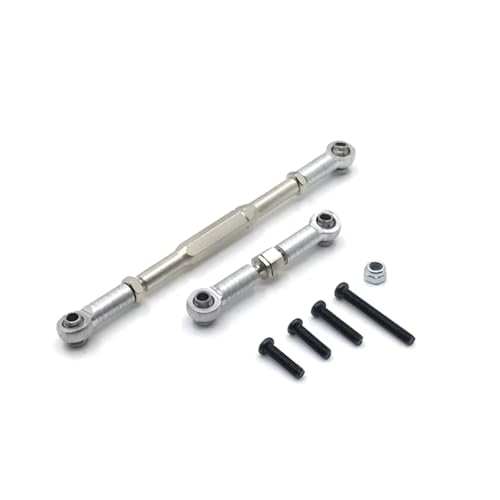 PLOQAZEH RC Car Upgrade Zubehör Für WPL C14 C24 B14 B16 B24 B36 Für HengLong Für FeiYu Für JJRC Metall Vorderachse Lenkstange RC Autoteile Und Zubehör Upgrades Ersatz(Silver) von PLOQAZEH