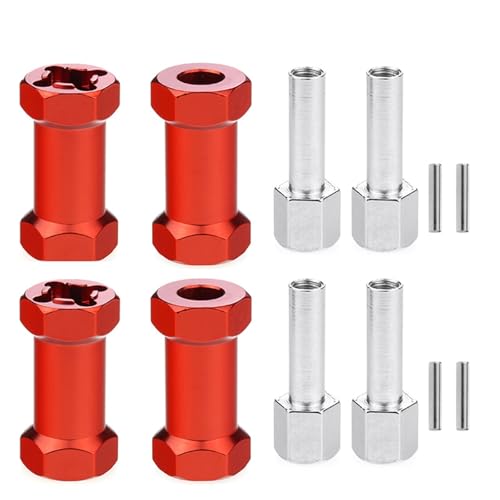 RC Autoteile Für Axial Für Scx10 D90 90046 F350 Für AX10 CC01 Für Tamiya Für MST 1/10 Dicke 15/20/25mm Verlängerung Teile 12mm Hex Radnaben RC Auto Crawler Zubehör(Red,25mm) von PLOQAZEH