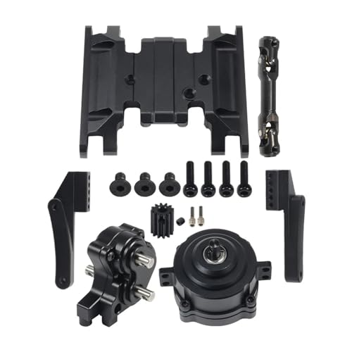 RC Autoteile Für SCX10 II 1/10 Vorne Motor Halterung Planeten Getriebe Übertragung Transfer Fall Skid Platte Antriebswelle Set RC Crawler Für Chassis(Black) von PLOQAZEH