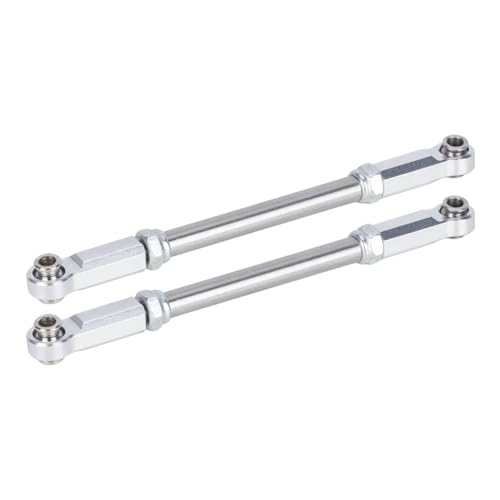 RC Autoteile Für Traxxas Für Slash 4x4 4WD 2 Stücke Heavy Duty Lenkung Links Stange Aluminium & Edelstahl Für Combo Upgrade Teile(Silver) von PLOQAZEH