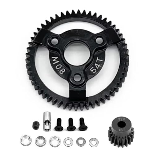 RC Autoteile Für Traxxas Für Slash Für Stampede Für Rustler 4x4 Hauptzahnrad Aus Gehärtetem Stahl 50T 52T 53T 54T 58T 60T 32Pitch 0,8M 6842 6843 3956(54T and 18T) von PLOQAZEH