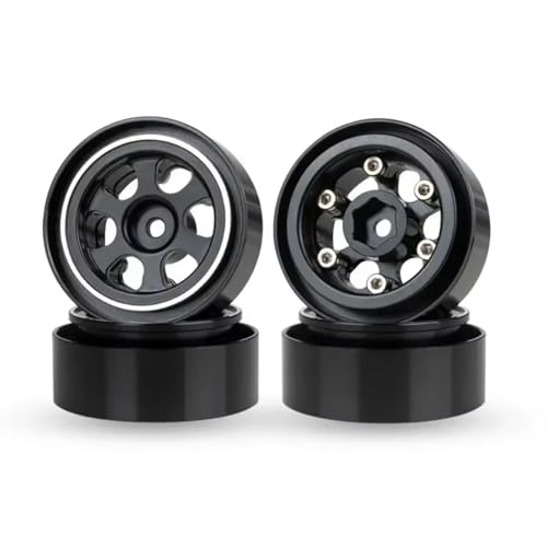 RC Autoteile Für Traxxas Für TRX4M 1/18 Für Racing Aluminium Rad Felgen RC Auto Upgrade Teile Zubehör Ersatz(Black) von PLOQAZEH