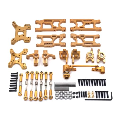 RC Car Upgrade Zubehör Für WLtoys 144010 144001 144002 124017 124019 Metall Schaukel Arm Pleuel Kit Fernbedienung Auto Teile Und Zubehör Ersatz(Yellow) von PLOQAZEH