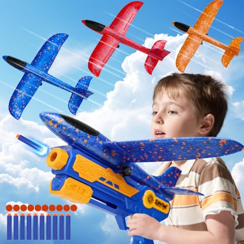 PLSOPPKG Flugzeug Spielzeug für Kinder, 3 Stück Wurfgleiter mit 1 Katapult Pistole, Kinderspielzeug, Segelflugzeug Kinder Flugzeugbausätze, Geschenk für Jungen und Mädchen Spiele Kugel PLSOPPKG Flugzeug Spielzeug für Kinder, 3 Stück Wurfgleiter mit 1 Katapult Pistole, Kinderspielzeug, Segelflugzeug Kinder Flugzeugbausätze, Geschenk für Jungen und Mädchen Spiele Kugel von PLSOPPKG