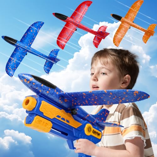PLSOPPKG Schaum Fliegen Spielzeug, Werfen Segelflugzeug Spielzeug mit Pistole, Flugzeug Launcher Spielzeug, 3 IN 1 PLSOPPKG Schaum Fliegen Spielzeug, Werfen Segelflugzeug Spielzeug mit Pistole, Flugzeug Launcher Spielzeug, 3 IN 1 von PLSOPPKG