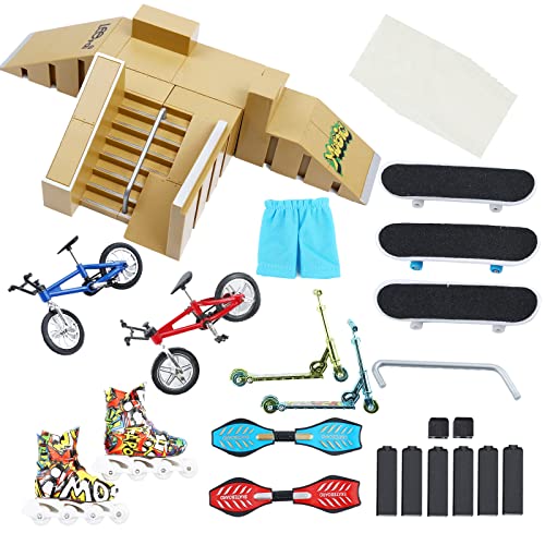 PLSOPPKG Skate Park Kit Ramp Parts for Finger Skateboard Park Kit Part Training Props with Finger Skateboards Finger Bikes Skates and Scooters and More(5 Parts) von PLSOPPKG