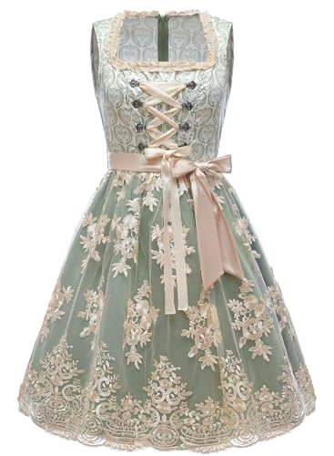 PLWEDDING Oktoberfest-Outfits für Damen, Dirndlkleider, deutsche Oktoberfestkleider, bayerisches Karnevalskostüm, Cosplay-Kleid(Grün,XS) von PLWEDDING