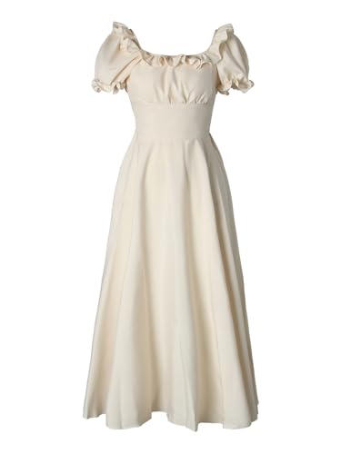 PLWEDDING Renaissance-Kostüm für Damen mittelalterliches Kleid Chemise-Kleid viktorianisches Kleid Ren-Festival-Kostüm(Champagner,XL) von PLWEDDING