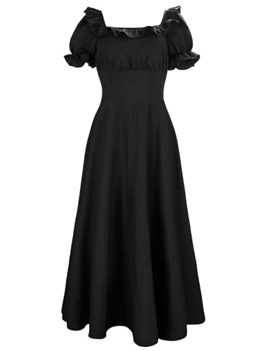 PLWEDDING Renaissance-Kostüm für Damen mittelalterliches Kleid Chemise-Kleid viktorianisches Kleid Ren-Festival-Kostüm(schwarz,L) von PLWEDDING