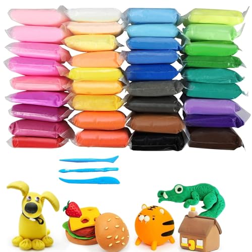36 Modelliermasse Lufttrocknend Set - Vielseitiges Farben Air Knet-Set, Perfekt für alle Ton-Arbeiten, Magic Mixies, Playmobil und Apoxie Skulpturen von PMELCXD