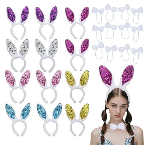 Hasenohren Haarreif,Osterhase Kostüm Erwachsene - Hochwertiges Bunny Kostüm Frauen, Inklusive 12x Hasenohren Haarreif & 12x Schleifen, Graue Hasenohren - Ideal für Partys und Verschiedene Anlässe Hasenohren Haarreif,Osterhase Kostüm Erwachsene - Hochwertiges Bunny Kostüm Frauen, Inklusive 12x Hasenohren Haarreif & 12x Schleifen, Graue Hasenohren - Ideal für Partys und Verschiedene Anlässe von PMELCXD