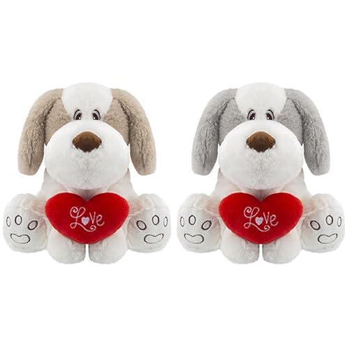 Coffee & Cream Comical Dog with Love Heart Plush Toy - 22cm (1Pc.) - Adorable Gift for Dog Lovers, Kids & Couples von PMS