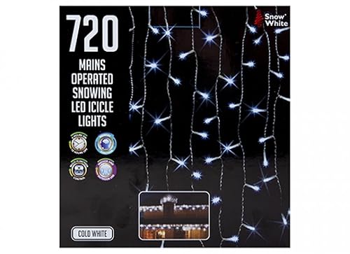 Kaltweiße 720 LED-Eiszapfenlichter (10 m) – atemberaubendes Schnee-Effekt-Design, perfekt für Urlaub, Partys und Outdoor-Dekoration von PMS