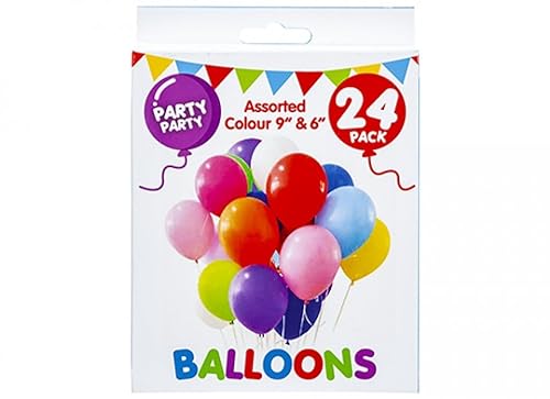 Lebendige Luftballons, verschiedene Größen (22,86 cm und 15,24 cm), bunte Party-Dekorationen, perfekt für alle Feiern, 24 Stück von PMS