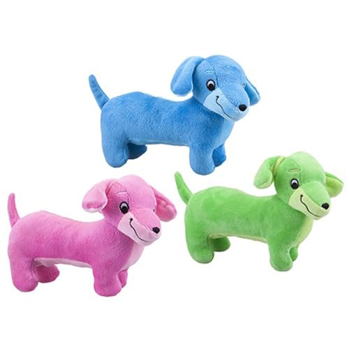 PMS 471545 Verschiedene Neon-Wursthund, 42 cm (1 Stück) - Entzückende rosa, grüne, Blaue Farben, gestickte Augen, Perfekter Kuschelfreund für Kinder, Mehrfarbig von PMS