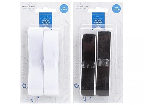 PMS 839237 Selbstklebendes Klettband, 1 m x 2 cm, 1 Set (erhältlich in Schwarz und Weiß), Mehrfarbig von PMS