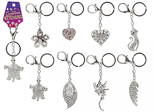 PMS Glitzernde silberfarbene Schlüsselanhänger, 1 Stück, verschiedene Designs, langlebiges und stilvolles Accessoire für Schlüssel und Taschen von PMS