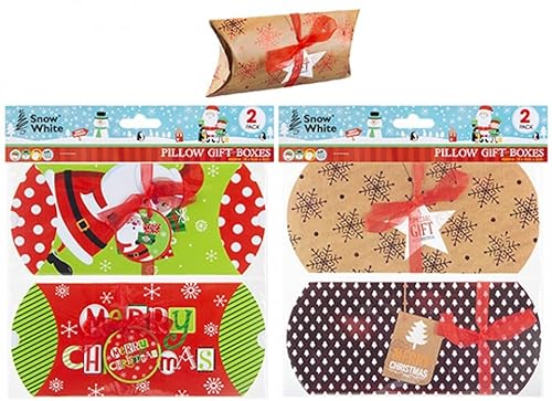 PMS Große mehrfarbige Kissen-Geschenkboxen – 18 cm x 4 cm (2 Stück) – verschiedene Designs – perfekt für Geschenke und besondere Anlässe von PMS