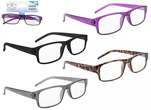 PMS Louis Armand Lesebrille mit 5 Stärken, rechteckig, Kunststoffrahmen, 1 Stück, verschiedene Farben, perfekte Alltagsbrille von PMS
