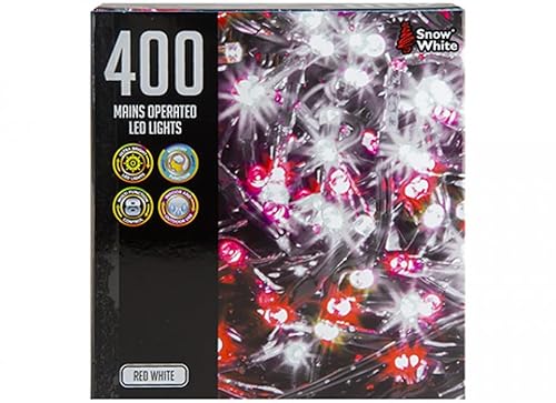 Rot & Weiß 400 LED Netzlichter - (20x19cm) 1 Stück - Multifunktion Indoor/Outdoor - Perfekte dekorative Beleuchtung für Urlaub & Events von PMS