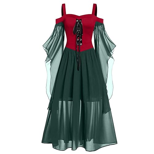 Mittelalter Kleider Damen Halloween Kleid Damen Mittelalter Kleidung Renaissance Partykleid Gothic Kleider Fledermausärmel Schulterfrei Vintage Schwarz Hexenkleid Vampir Verbandkleid für Cosplay Mittelalter Kleider Damen Halloween Kleid Damen Mittelalter Kleidung Renaissance Partykleid Gothic Kleider Fledermausärmel Schulterfrei Vintage Schwarz Hexenkleid Vampir Verbandkleid für Cosplay von PMUAFG