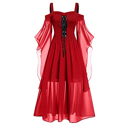 Mittelalter Kleider Damen Halloween Kleid Damen Mittelalter Kleidung Renaissance Partykleid Gothic Kleider Fledermausärmel Schulterfrei Vintage Schwarz Hexenkleid Vampir Verbandkleid für Cosplay Mittelalter Kleider Damen Halloween Kleid Damen Mittelalter Kleidung Renaissance Partykleid Gothic Kleider Fledermausärmel Schulterfrei Vintage Schwarz Hexenkleid Vampir Verbandkleid für Cosplay von PMUAFG