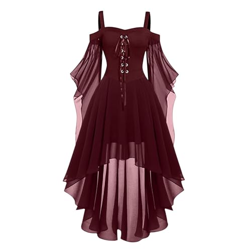 Mittelalter Kleider Damen Halloween Kleid Damen Mittelalter Kleidung Renaissance Partykleid Gothic Kleider Fledermausärmel Schulterfrei Vintage Schwarz Hexenkleid Vampir Verbandkleid für Cosplay Mittelalter Kleider Damen Halloween Kleid Damen Mittelalter Kleidung Renaissance Partykleid Gothic Kleider Fledermausärmel Schulterfrei Vintage Schwarz Hexenkleid Vampir Verbandkleid für Cosplay von PMUAFG