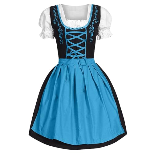 Link-Cosplay-Kostüm Botw Deutsches Kleid für Damen Übergröße, mit eckigem Ausschnitt, Schürze, Oktoberfest-Biermädchen-Kostüm Kinder Anime Hoodies Pullover Cosplay Kostüm Hoodie Sweatshirt (Blue, L) von PMUYBHF