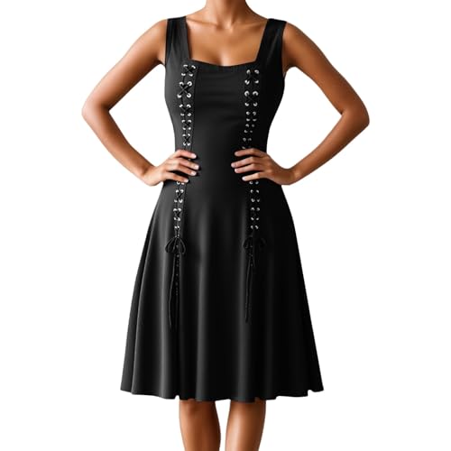 PMUYBHF Aerith-Cosplay-Kostüm Cosplay-Kostüme, Kleider für Damen, mittelalterliche Themen-Outfits Halloween, Rollenspiele, vielseitiges Design alle Mandalorianisches Cosplay-Kostüm (Black, XS) von PMUYBHF