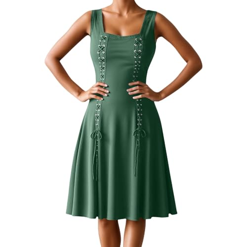 PMUYBHF Aerith-Cosplay-Kostüm Cosplay-Kostüme, Kleider für Damen, mittelalterliche Themen-Outfits Halloween, Rollenspiele, vielseitiges Design alle Mandalorianisches Cosplay-Kostüm (Green, M) von PMUYBHF