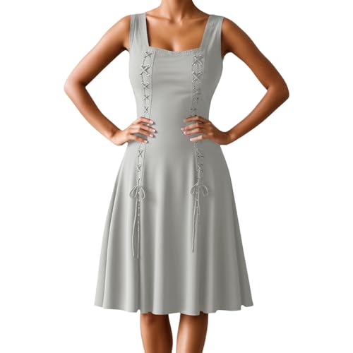 PMUYBHF Aerith-Cosplay-Kostüm Cosplay-Kostüme, Kleider für Damen, mittelalterliche Themen-Outfits Halloween, Rollenspiele, vielseitiges Design alle Mandalorianisches Cosplay-Kostüm (Grey, XXL) von PMUYBHF