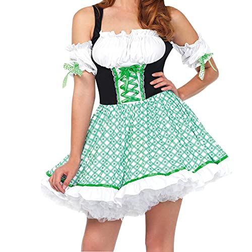PMUYBHF Anime Cosplay Für Damenkostüme Oktoberfest Kostüme Outfits Dirndl Kleid Traditionelles Deutsches Bierfest Halloween-Cosplay-Kostüm Yomozuki (Green, M) von PMUYBHF