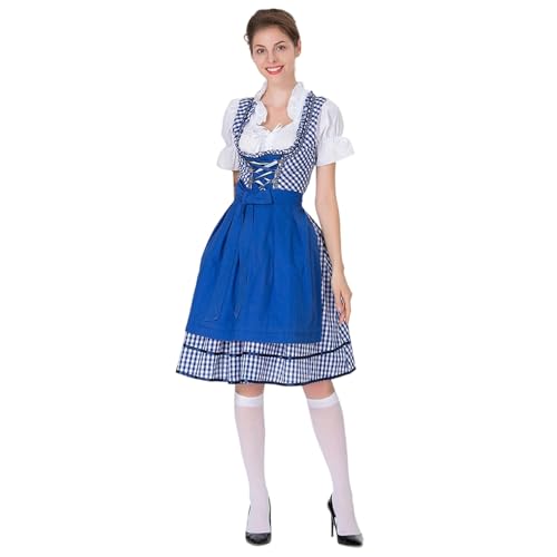 PMUYBHF Bloodborne Cosplay-Kostüme Bierfest-Cosplay-Kostüm, elegantes Hofkleid-Outfit mit weißer Bluse für Frauen, saisonale Partykleidung Rechnung Chiffre Cosplay Kostüm (Blue, M) von PMUYBHF
