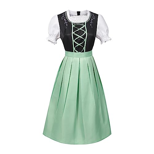 PMUYBHF Doflamingo-Cosplay-Kostüm Frauen Casual Solide Kleid Strap Taille Kurzarm Rundhals Schürze Zwei Stück Sets Pelziges Kostüm Cosplay Wolf (Mint Green, M) von PMUYBHF