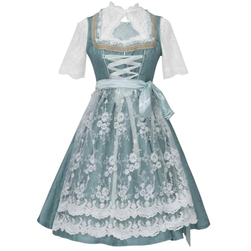 PMUYBHF Glitzerkraft Cosplay Kostüme Deutsches Oktoberfest-Cosplay-Kostüm für, elegantes Spitzenkleid-Set Bierfeste Doktor Seltsames Kostüm 3D-Druck Übergroßer Hoodie Männer Mit (Green, XS) von PMUYBHF